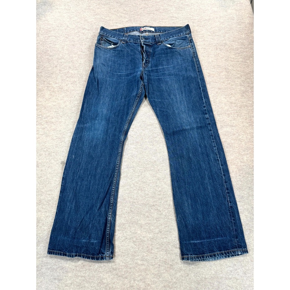 Levis 512 Jeans Mens 36x32 Blue Whisker Denim Mid Rise Bootcut 00512-0180
